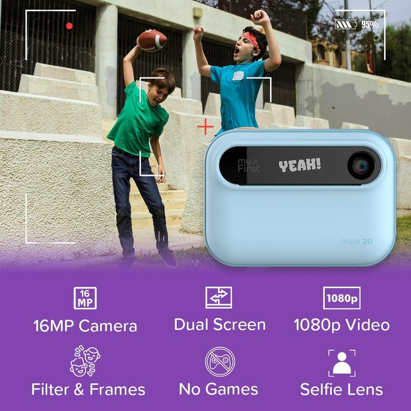 My First New Camera Insta 20 - Instant Print Digital Camera for Kids with 16MP Photos 1080P, 4-12 Years Old boy Gift Ideas, Thermal Printing No Ink, Support Micro SD Card (Blue) - Image 5